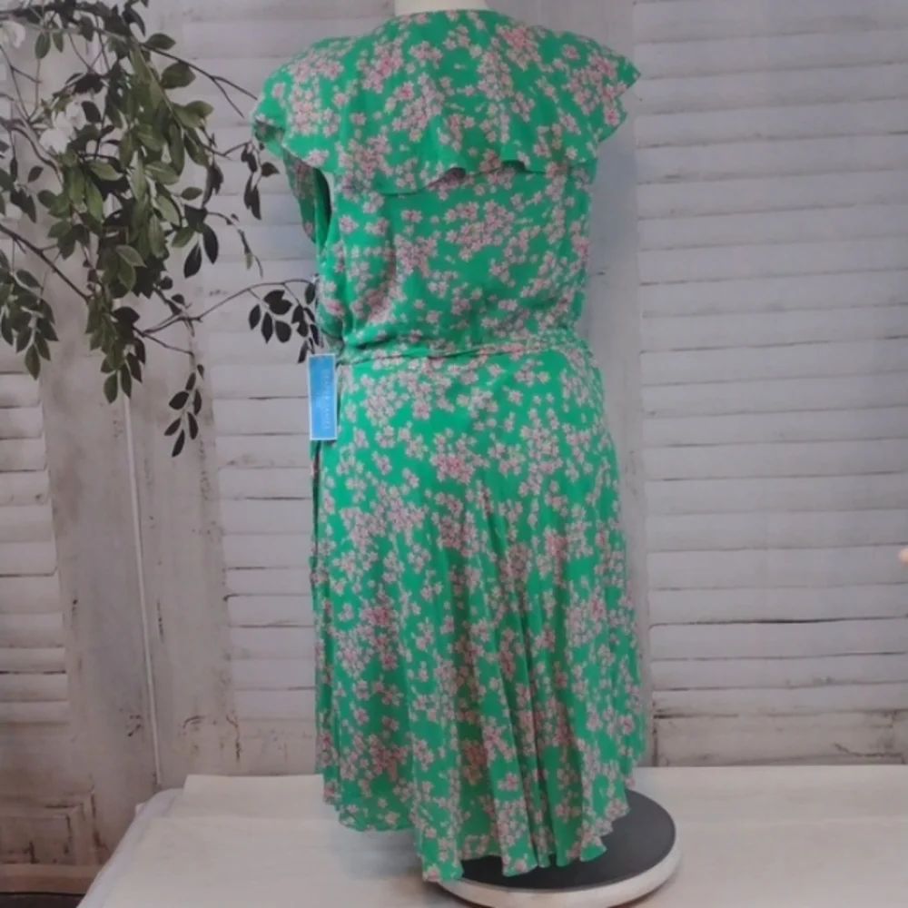 Draper James Green Pink Floral Wrap Dress, Size XXL - Picture 6 of 8